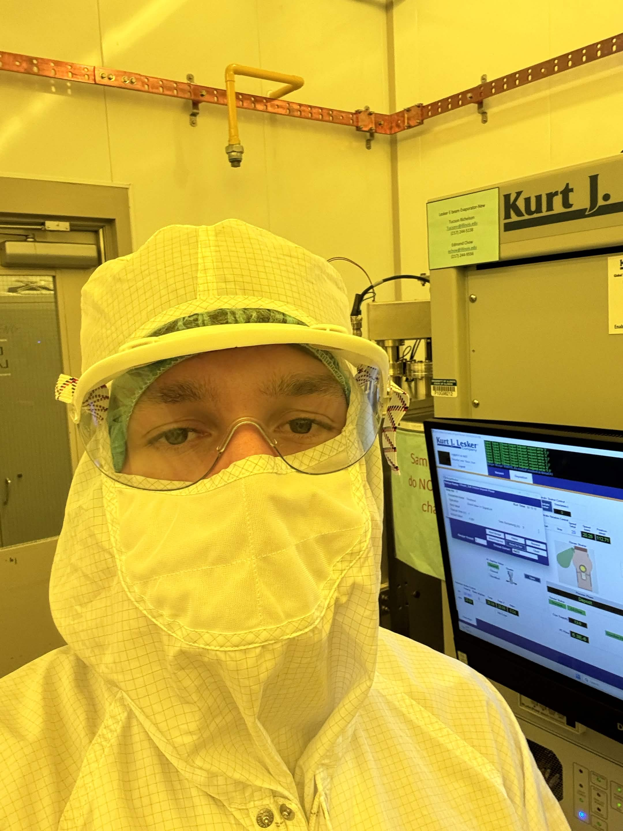 Me in the UIUC cleanroom doing e-beam deposition